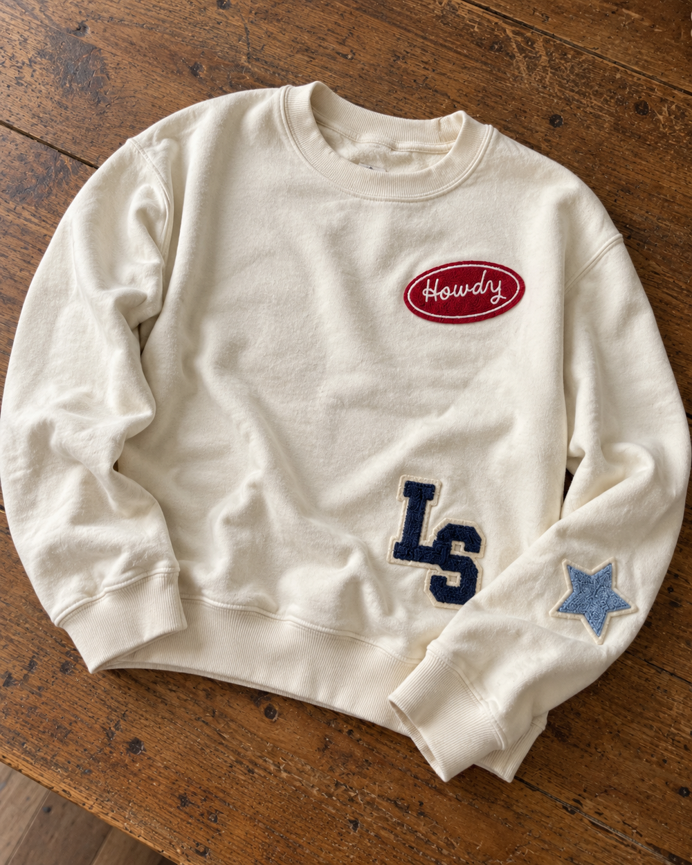 Classic Patch Crewneck in Cream