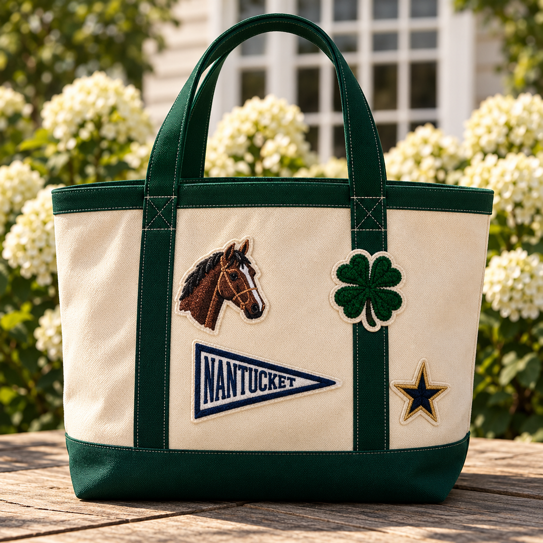 Nantucket patch tote bag for a bachelorette weekend