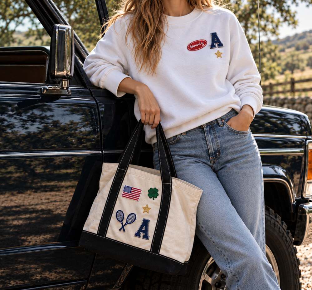 The Everyday Tote in Natural & Black